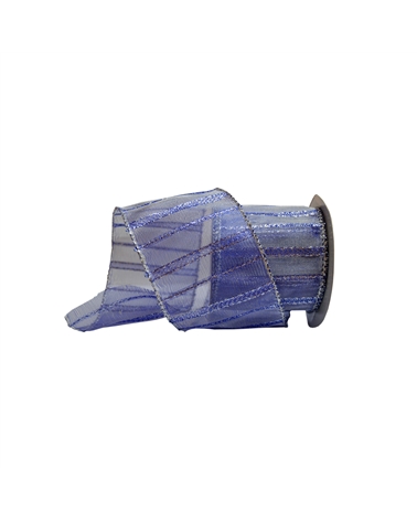 Fita Organza Aramada c/ Riscas Verticais Azuis 65mm – Fitas – Coimpack Embalagens, Lda