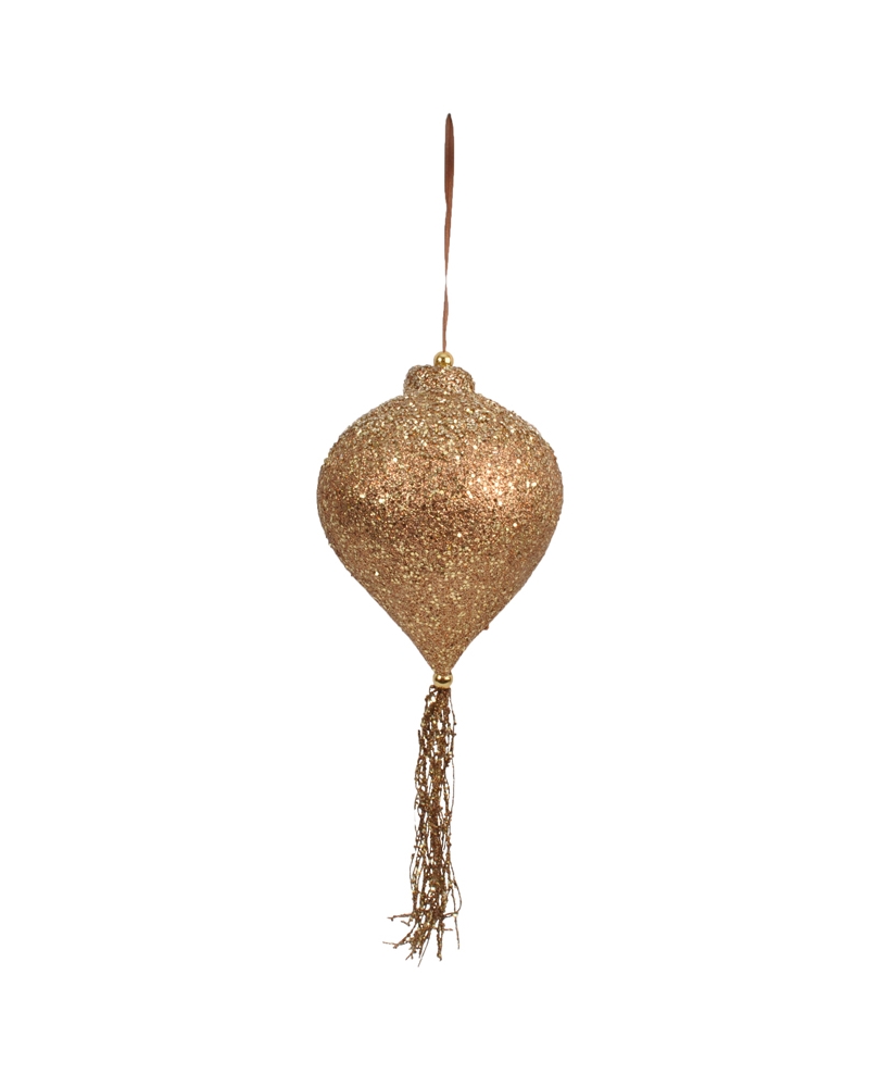 Pendente Grande de Decoração Natal Dourada c/Brilhantes - Dourado - 30cm - DVC0409