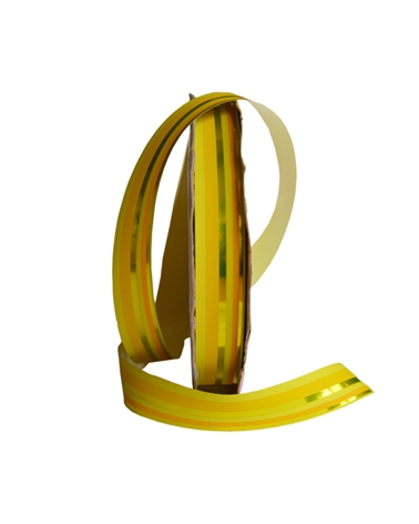 Rolo de Fita Metalizada "Righe" Amarelo com Riscas 19mm – Fitas – Coimpack Embalagens, Lda