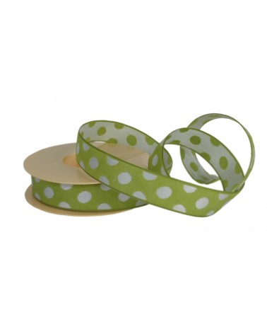 FT4850 | Green Tissue Ribbon with White Circles 25mmx10mts