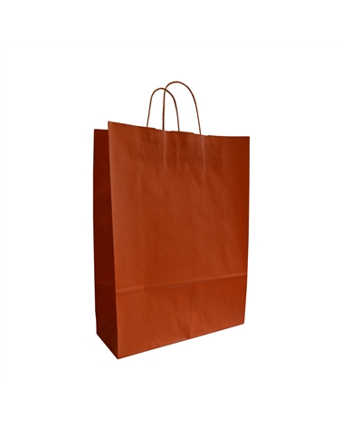 SC3026 | White Kraft Twisted Handle Bag Printed Orange
