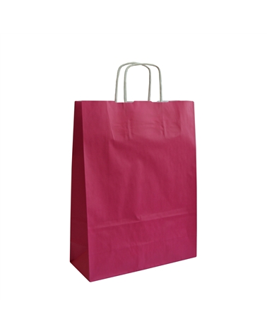 SC0709 | White Kraft Twisted Handle Bag Printed Pink