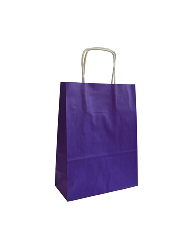 SC2633 | White Kraft Twisted Handle Bag Printed Purple