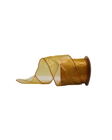 Fita Organza Aramada Metal. Dourado Velho 65mmx10y – Rubans – Coimpack Embalagens, Lda