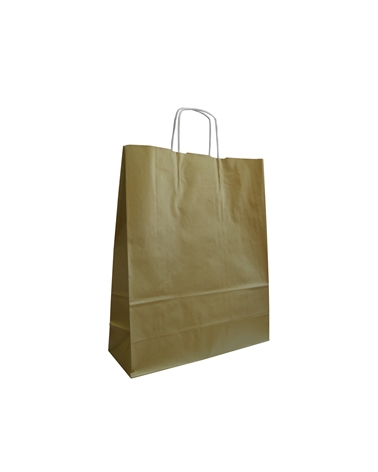 SC1476 | White Kraft Twisted Handle Bag Printed Gold