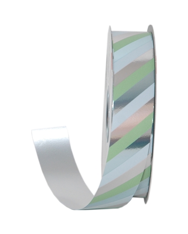 FT5014 | Mettalized Diagonal Green Stripes Ribbon 31mmx100mts