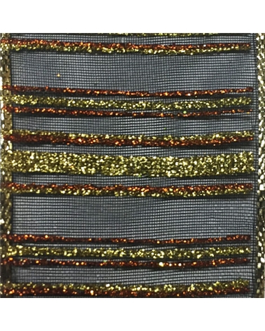 Organza Preta Ribbon with Vertical Stripes 38mmx10y – Ribbons – Coimpack Embalagens, Lda