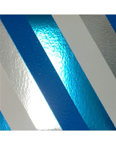 FT5010 | Rolo Fita Metalizada Riscas Diagonais Azul 31mmx100mts
