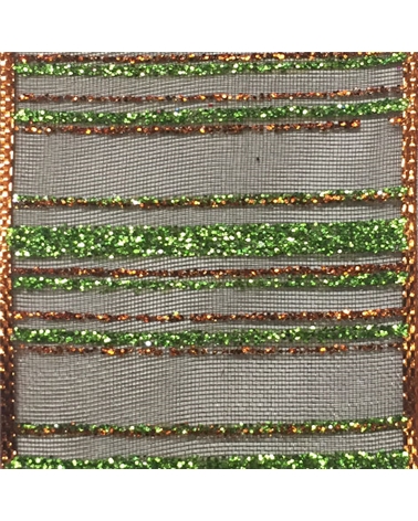 Organza Copper Ribbon with Vertical Stripes 38mmx10y – Ribbons – Coimpack Embalagens, Lda