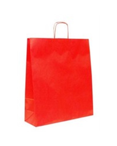 Saco Asa Retorcida Branco Liso Fundo Vermelho – Sacos Asa Retorcida – Coimpack Embalagens, Lda