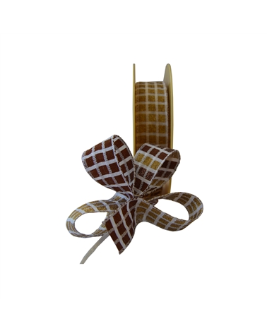 FT4968 | Aut. Pull Bow in Tissue w/Chess Gold/Brown 25mmx15mts