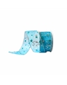 Turquoise Blue Wired Organza Ribbon with Trees 38mmx10y – Ribbons – Coimpack Embalagens, Lda