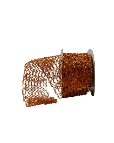 FT4388 | Copper Metallic Web Ribbon 65mmx10y