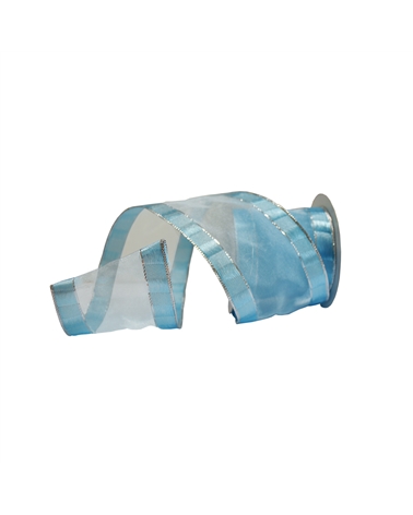 Blue Organza Ribbon With Silver Wire 65mm – Ribbons – Coimpack Embalagens, Lda
