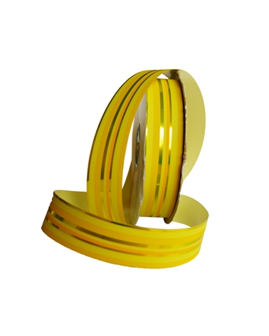 Rolo de Fita Metalizada "Righe" Amarelo com Riscas 31mm – Fitas – Coimpack Embalagens, Lda
