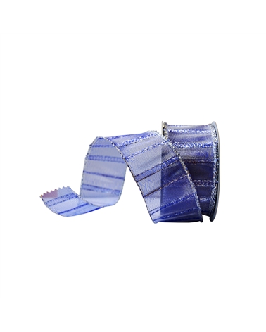Blue Wired Organza Ribbon with Vertical Stripes 38mm – Ribbons – Coimpack Embalagens, Lda