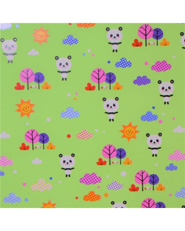PP2843 | Green Paper Sheets Child with Pandas