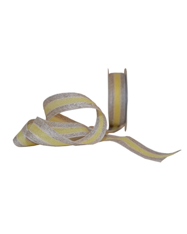 FT5266 | Natural Tissue Ribbon with Yellow Stripe