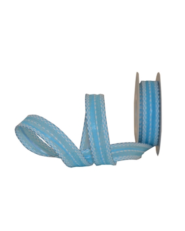 FT5270 | Fita Tecido c/Tirante Azul e Tracejado Branco