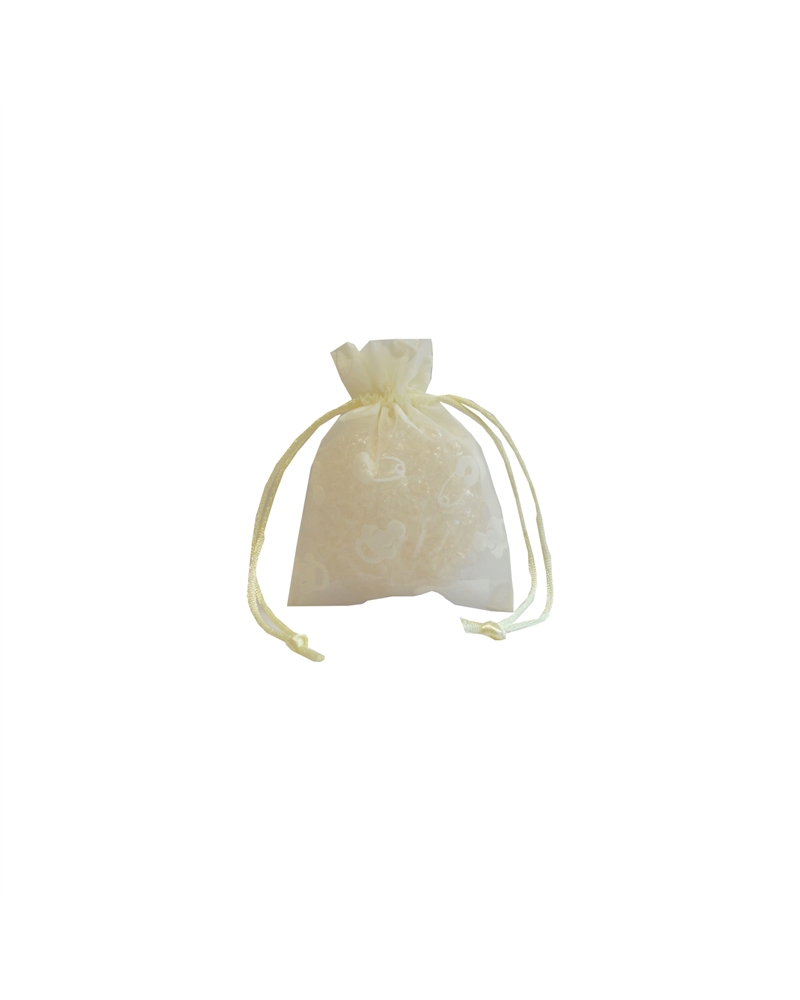 EO0208 | Organza bags with baby pattern - Beige