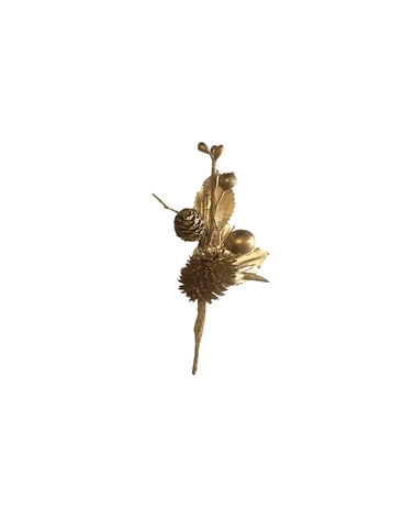 Ramo c/ Folhas e Bolas Dourado (sc c/ 12) – Diversos – Coimpack Embalagens, Lda