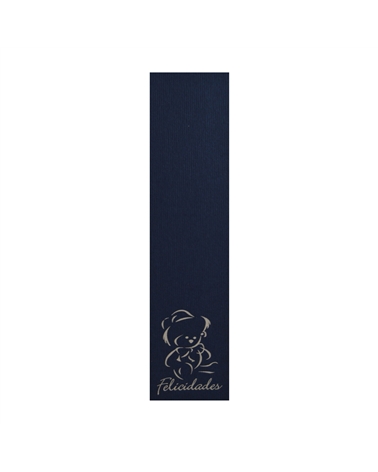 ET Cart. Azul Urso Prateado Felicidades (c/100) 15.7x4.1 (8) – Etiquetas colgantes – Coimpack Embalagens, Lda