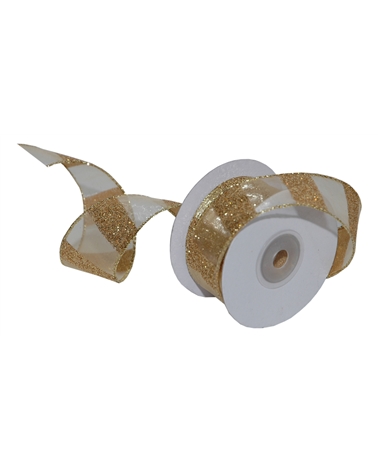 Gold Stripes Organza Ribbon 38mmx22y – Ribbons – Coimpack Embalagens, Lda