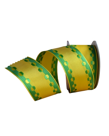 Fita Tecido Aramada Amarelo c/ Bolas Verdes – Fitas – Coimpack Embalagens, Lda