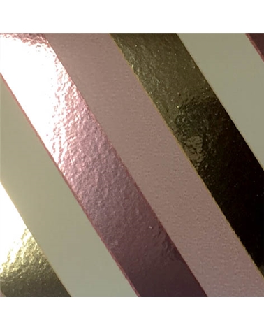Rolo Fita Metalizada Riscas Diagonais Dourado/Rosa 31mmx100m – Fitas – Coimpack Embalagens, Lda