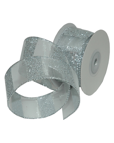 Silver Stripes Organza Ribbon – Ribbons – Coimpack Embalagens, Lda