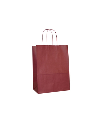 SC3393 | White Kraft Twisted Handle Bag Printed Bordeaux