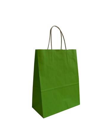 SC3162 | White Kraft Twisted Handle Bag Printed Light Green