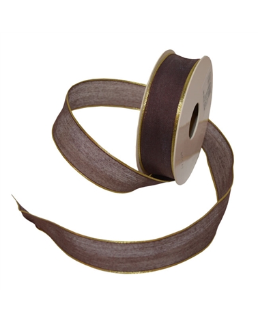 FT5329 | Wired Organza Ribbon "Batiste" Brown 25mm