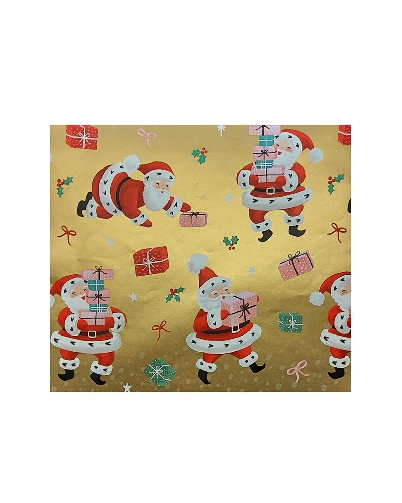 Papel Criança Natal Dourado com Pai Natal – Hoja de papel – Coimpack Embalagens, Lda