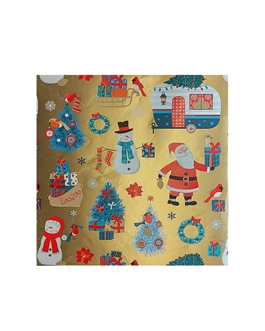 Rolo Papel Criança Natal Dourado c/ Motivos – rollo de papel – Coimpack Embalagens, Lda