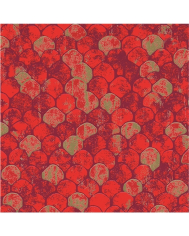 Rolo Papel com Desenhos Vermelhos e Dourados - BB2348