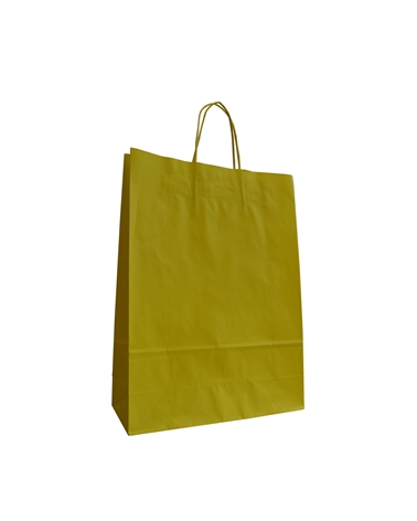 SC3201 | White Kraft Twisted Handle Bag Printed Yellow
