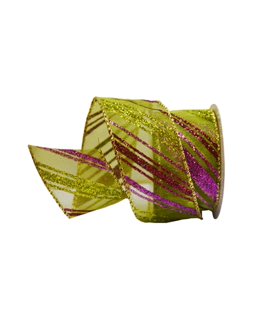 Ruban Organza Avec Fil Vert Avec Rayures Diagonales 38mmx10y – Rubans – Coimpack Embalagens, Lda