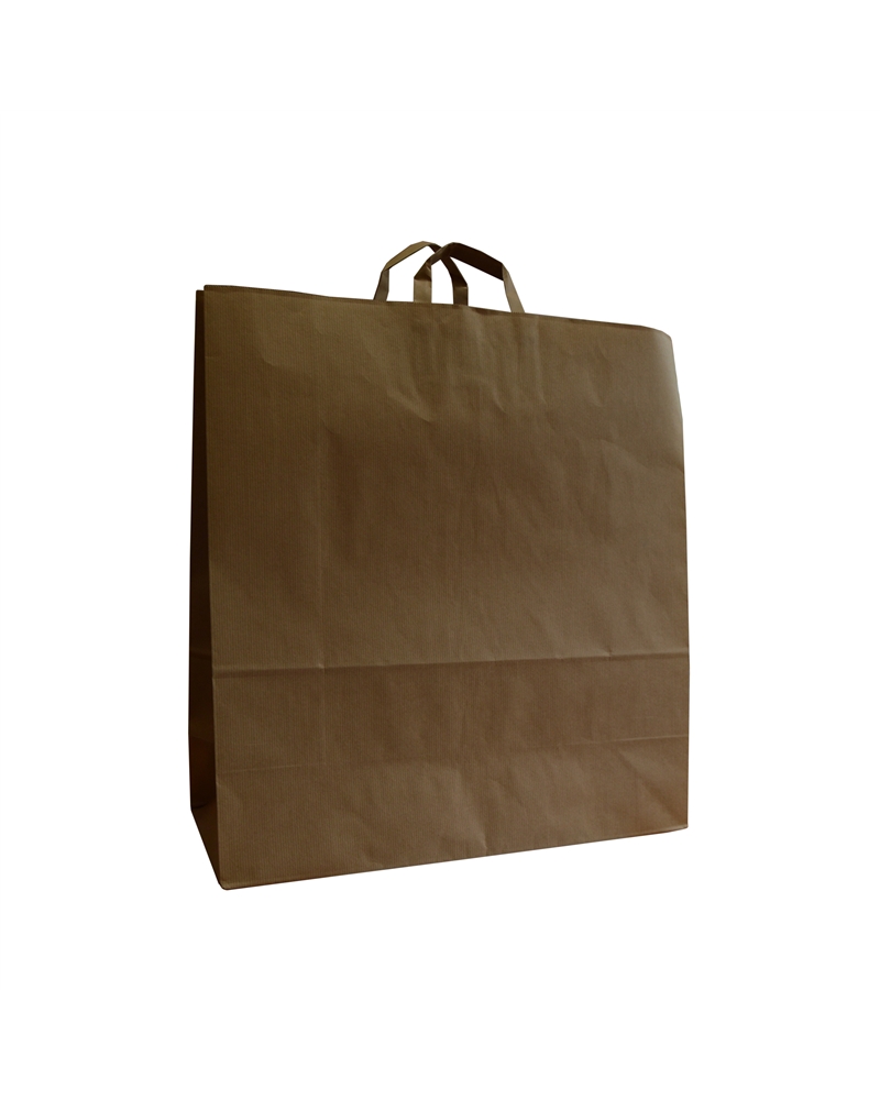 Brown Ribbed Kraft Flat Handle Bag – Flat Wing Bags – Coimpack Embalagens, Lda