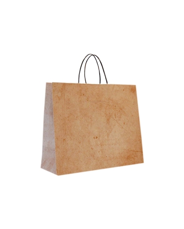 Brown Ribbed Kraft Twisted Handle Bag Gold – Twisted Handle – Coimpack Embalagens, Lda