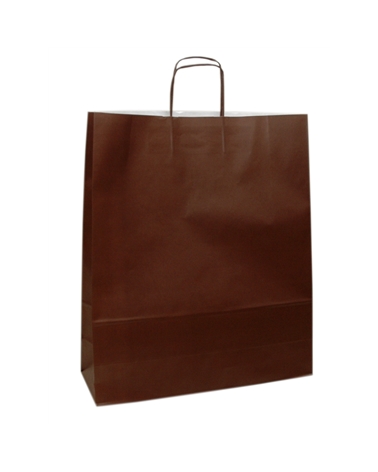 SC3155 | White Kraft Twisted Handle Bag Printed Brown