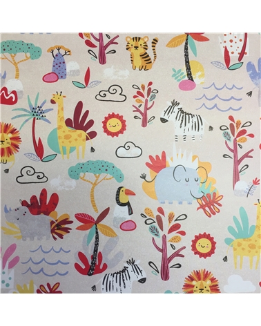 PP2877 | Beige Paper Sheets Child with Animals