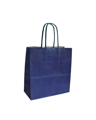 SC1587 | White Kraft Twisted Handle Bag Printed Pearly Blue