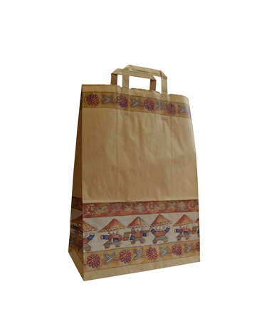 SC0596 | White Kraft Flat Handle Bag with Draws