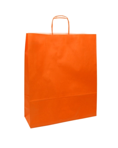 SC3040 | White Kraft Twisted Handle Bag Printed Orange