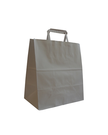 SC3028 | Flat Handle Bag Take Away in White Kraft 26+16x29