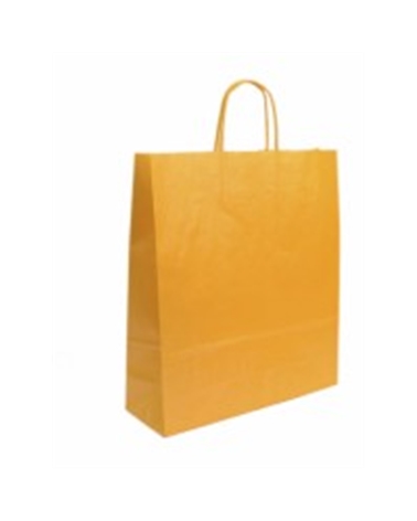 SC1602 | White Kraft Twisted Handle Bag Printed Pearly Yellow