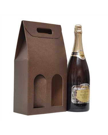 CX3178 | Box Pelle Marrone for 2 Bottles Champagne