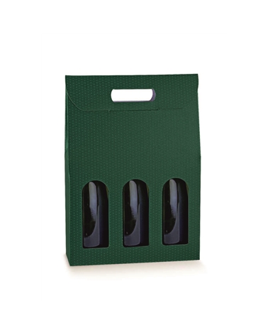 CX4025 | Caixas Para Garrafas | Caixa Spot Verde Scatola para 3 Garrafas