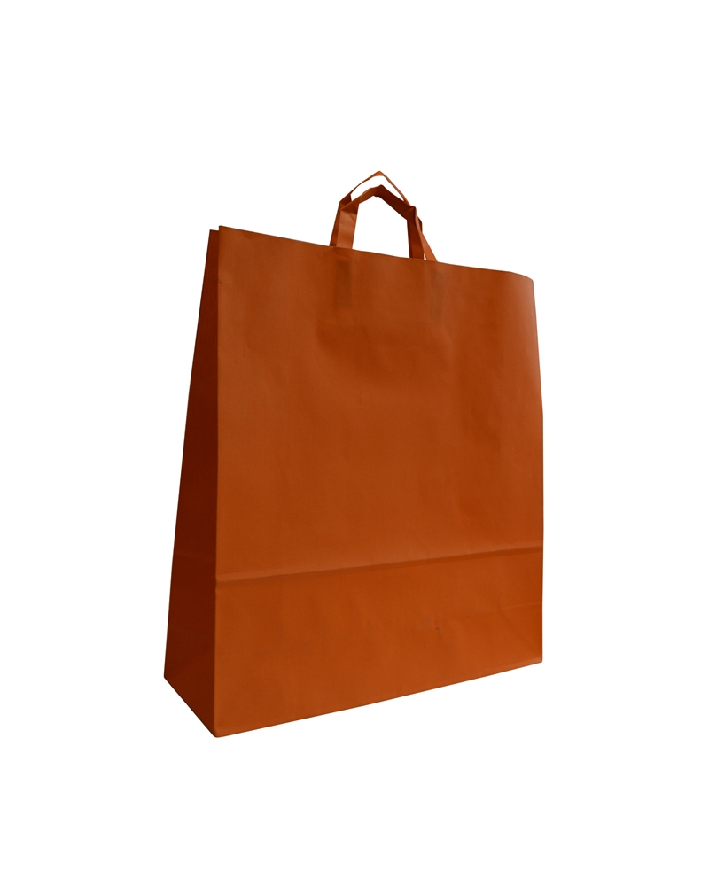 White Kraft Flat Handle Bag Printed Pastel Orange – Flat Wing Bags – Coimpack Embalagens, Lda